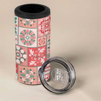 Mele Kalikimaka Hawaii Christmas 4 in 1 Can Cooler Tumbler Ulaula Seamless Floral Motif - Polynesian Pride