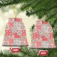 Mele Kalikimaka Hawaii Christmas Ceramic Ornament Ulaula Seamless Floral Motif - Polynesian Pride