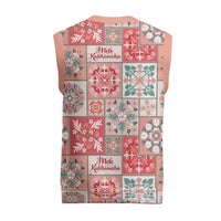 Mele Kalikimaka Hawaii Christmas Knitted V-Neck Vest Ulaula Seamless Floral Motif - Polynesian Pride