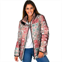 Mele Kalikimaka Hawaii Christmas Padded Jacket Ulaula Seamless Floral Motif - Polynesian Pride