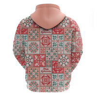 Mele Kalikimaka Hawaii Christmas Zip Hoodie Ulaula Seamless Floral Motif - Polynesian Pride