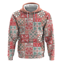 Mele Kalikimaka Hawaii Christmas Zip Hoodie Ulaula Seamless Floral Motif - Polynesian Pride