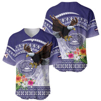 American Samoa Bald Eagle Baseball Jersey Polynesian Tropical Flowers LT9 - Polynesian Pride