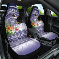 American Samoa Bald Eagle Car Seat Cover Polynesian Tropical Flowers LT9 One Size Blue - Polynesian Pride