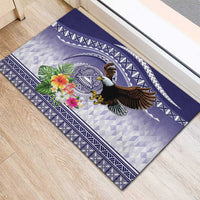 American Samoa Bald Eagle Rubber Doormat Polynesian Tropical Flowers LT9 - Polynesian Pride