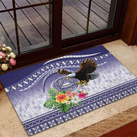 American Samoa Bald Eagle Rubber Doormat Polynesian Tropical Flowers LT9 - Polynesian Pride