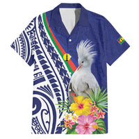 New Caledonia Kagu Bird Family Matching Tank Maxi Dress and Hawaiian Shirt Polynesian Tropical Flowers