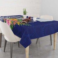 New Caledonia Kagu Bird Tablecloth Polynesian Tropical Flowers