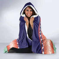 New Caledonia Nautilus Shell Hooded Blanket Polynesian Tropical Flowers