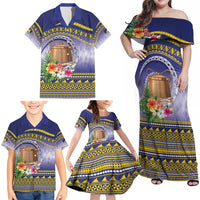 Tokelau Tuluma Family Matching Off Shoulder Maxi Dress and Hawaiian Shirt Polynesian Tropical Flowers