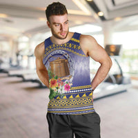 Tokelau Tuluma Men Tank Top Polynesian Tropical Flowers LT9 Blue - Polynesian Pride