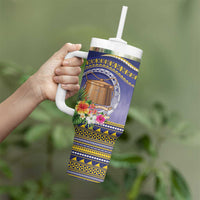 Tokelau Tuluma Tumbler With Handle Polynesian Tropical Flowers LT9 - Polynesian Pride