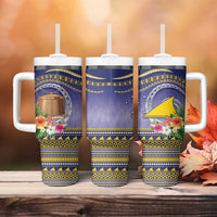Tokelau Tuluma Tumbler With Handle Polynesian Tropical Flowers LT9 - Polynesian Pride