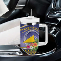 Tokelau Tuluma Tumbler With Handle Polynesian Tropical Flowers LT9 - Polynesian Pride