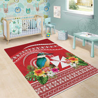Wallis et Futuna Kingfisher Area Rug Polynesian Tropical Flowers