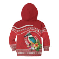 Wallis et Futuna Kingfisher Kid Hoodie Polynesian Tropical Flowers