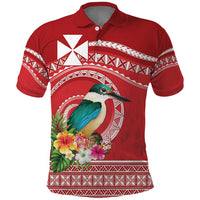 Wallis et Futuna Kingfisher Polo Shirt Polynesian Tropical Flowers