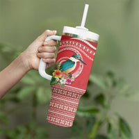 Wallis et Futuna Kingfisher Tumbler With Handle Polynesian Tropical Flowers