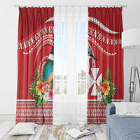 Wallis et Futuna Kingfisher Window Curtain Polynesian Tropical Flowers