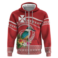 Wallis et Futuna Kingfisher Zip Hoodie Polynesian Tropical Flowers LT9 Zip Hoodie Red - Polynesian Pride
