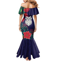 Maori Wheku Meri Kirihimete Personalised Family Matching Mermaid Dress and Hawaiian Shirt All Blue Indigenous Maori Motif - Polynesian Pride