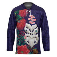 Maori Wheku Meri Kirihimete Personalised Hockey Jersey All Blue Indigenous Maori Motif - Polynesian Pride