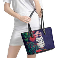 Maori Wheku Meri Kirihimete Personalised Leather Tote Bag All Blue Indigenous Maori Motif - Polynesian Pride