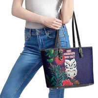 Maori Wheku Meri Kirihimete Personalised Leather Tote Bag All Blue Indigenous Maori Motif - Polynesian Pride