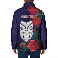 Maori Wheku Meri Kirihimete Personalised Padded Jacket All Blue Indigenous Maori Motif - Polynesian Pride
