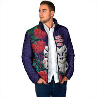 Maori Wheku Meri Kirihimete Personalised Padded Jacket All Blue Indigenous Maori Motif - Polynesian Pride