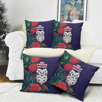 Maori Wheku Meri Kirihimete Personalised Pillow Cover All Blue Indigenous Maori Motif - Polynesian Pride