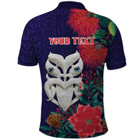 Maori Wheku Meri Kirihimete Personalised Polo Shirt All Blue Indigenous Maori Motif - Polynesian Pride