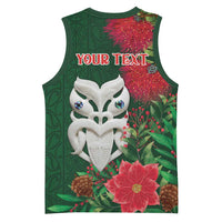 Maori Wheku Meri Kirihimete Personalised Basketball Jersey All Green Indigenous Maori Motif - Polynesian Pride