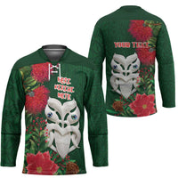 Maori Wheku Meri Kirihimete Personalised Hockey Jersey All Green Indigenous Maori Motif - Polynesian Pride