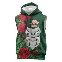 Maori Wheku Meri Kirihimete Personalised Sleeveless Hoodie All Green Indigenous Maori Motif - Polynesian Pride