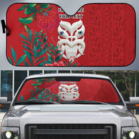 Maori Wheku Meri Kirihimete Personalised Auto Sun Shade All Red Indigenous Maori Motif - Polynesian Pride