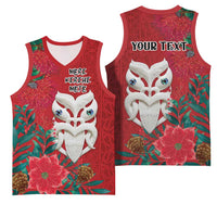Maori Wheku Meri Kirihimete Personalised Basketball Jersey All Red Indigenous Maori Motif - Polynesian Pride