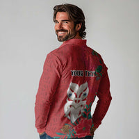 Maori Wheku Meri Kirihimete Personalised Long Sleeve Polo Shirt All Red Indigenous Maori Motif - Polynesian Pride