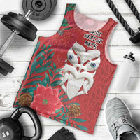 Maori Wheku Meri Kirihimete Personalised Men Tank Top All Red Indigenous Maori Motif - Polynesian Pride