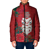 Maori Wheku Meri Kirihimete Personalised Padded Jacket All Red Indigenous Maori Motif - Polynesian Pride
