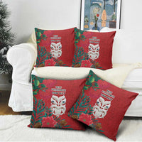 Maori Wheku Meri Kirihimete Personalised Pillow Cover All Red Indigenous Maori Motif - Polynesian Pride