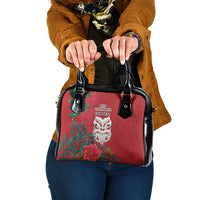 Maori Wheku Meri Kirihimete Personalised Shoulder Handbag All Red Indigenous Maori Motif - Polynesian Pride