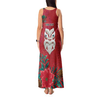 Maori Wheku Meri Kirihimete Personalised Tank Maxi Dress All Red Indigenous Maori Motif - Polynesian Pride