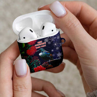 Tui Meri Kirihimete Personalised AirPods Case Pohutukawa Flowers Blue Motif - Polynesian Pride