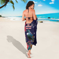 Tui Meri Kirihimete Personalised Sarong Pohutukawa Flowers Blue Motif - Polynesian Pride