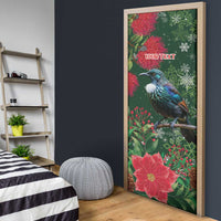 Tui Meri Kirihimete Personalised Door Cover Pohutukawa Flowers Green Motif - Polynesian Pride