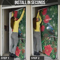 Tui Meri Kirihimete Personalised Door Cover Pohutukawa Flowers Green Motif - Polynesian Pride