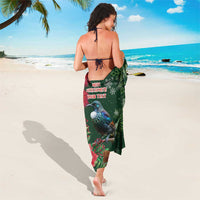 Tui Meri Kirihimete Personalised Sarong Pohutukawa Flowers Green Motif - Polynesian Pride