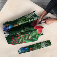 Tui Meri Kirihimete Personalised Umbrella Pohutukawa Flowers Green Motif - Polynesian Pride