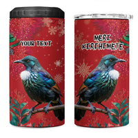 Tui Meri Kirihimete Personalised 4 in 1 Can Cooler Tumbler Pohutukawa Flowers Red Motif - Polynesian Pride